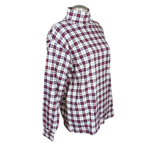 Vintage Signatures by Northern Isles Womens XL Turtleneck Top Plaid Check Cotton - Picture 3 of 6